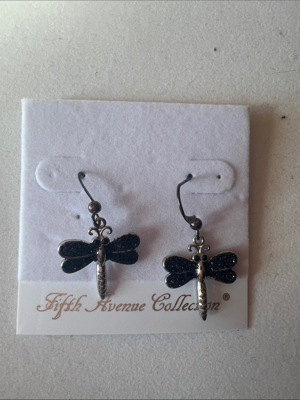 Fifth Avenue Collection Black Dragonfly Dangle Earrings
